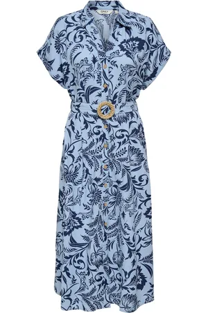 ONLY Onljakiri linen ss midi shirt dress 15357784 cerulean