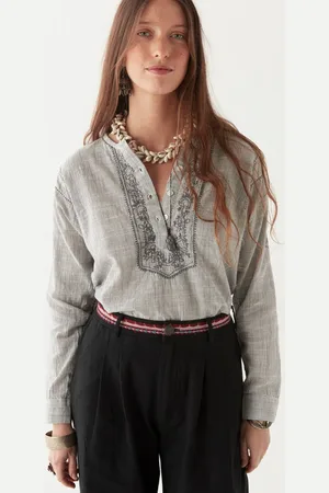MAISON HOTEL Blouse lm cas blue stripes