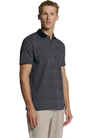 No Excess Polo 2 coloured jacquard deep blue