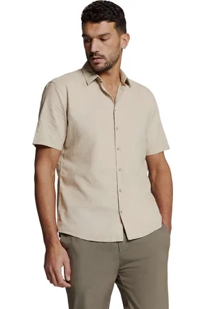 No Excess Shirt short sleeve solid with linen light desert