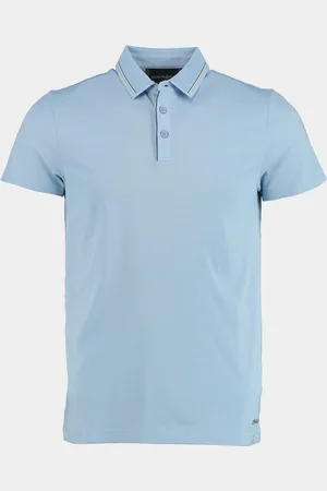 Bos Bright Blue Scotland blue polo korte mouw hilton polo contrast collar 25108hi31sb/210 light blue