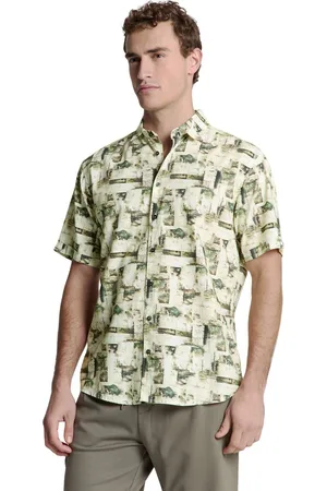 No Excess Shirt short sleeve allover printed green