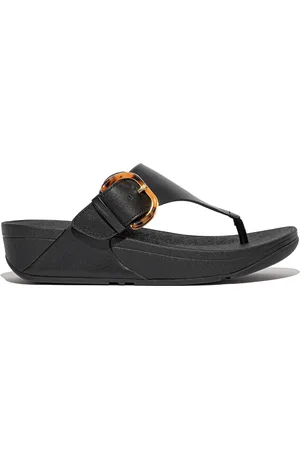 FitFlop Lulu resin-buckle leather toe-post sandals