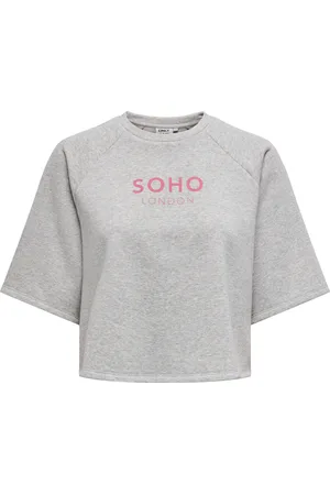 ONLY Onlcora s/s print o-neck ub swt light grey melange