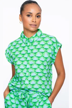 Geisha Blouse 53489-20 530 green/blue