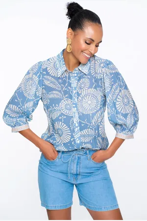 Geisha 53450-20 blouse blue / off white