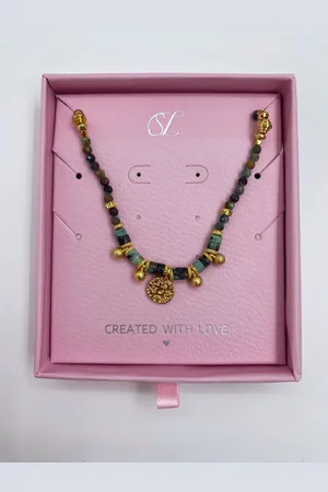 Smashed Lemon 64060 groene getinte kwartsen kralen ketting