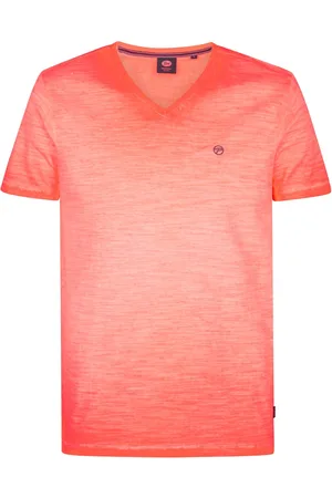 Petrol Industries Men t-shirt ss v-neck m-1050-tsv662 3099 fiery coral