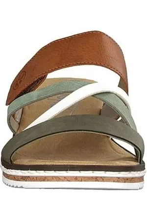 Rieker Sandaal v3652-91 olive/offwhite/mint/cayenne