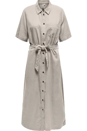 ONLY Onlcaro s/s linen bl belt dress cc