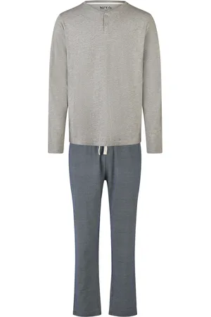 Phil & Co. Berlin Heren pyjama set lang grijs/blauw
