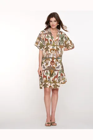 Geisha 57395-70 530 dress animal jungle green/off-white/brown