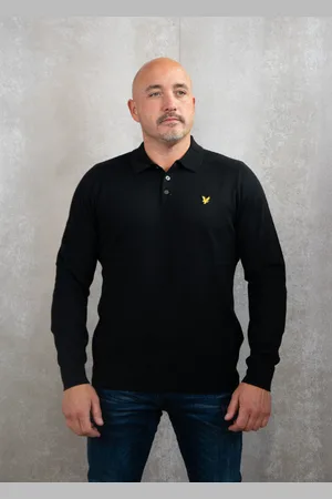 Lyle & Scott Cotton merino long sleeve knitted polo
