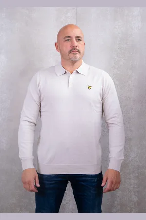 Lyle & Scott Cotton merino long sleeve knitted polo