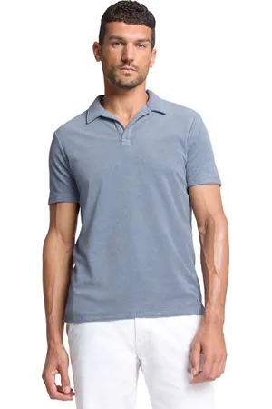 No Excess Polo revers solid terry knit washed blue
