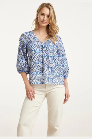 Smashed Lemon 25136 broderie anglaise top met v-hals en 3/4 mouwen – |