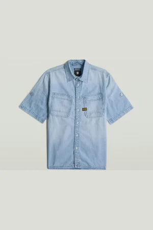 G-Star Slanted double pocket overhemd d24602-d539 g342 sun faded blue mist