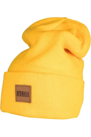 Urban classics Lange muts met imitatieleren patch