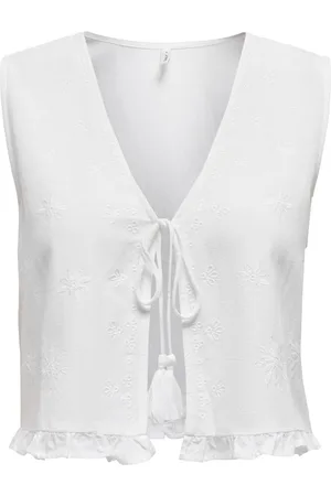 ONLY Onljakiri linen s/l emb vest ptm 15346503 bright white