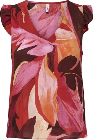ONLY Onlalma life vis s/s elina top aop 15293450 russet brown