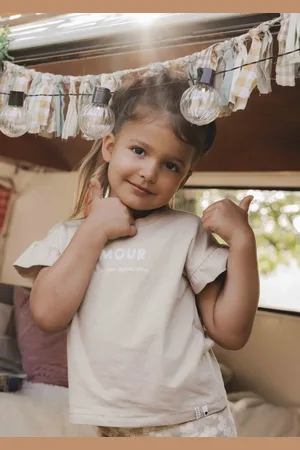 LOOXS Revolution T-shirt beige ruffle voor meisjes in de kleur