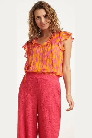 Smashed Lemon 25074 chiffon frilly top met aztec print |