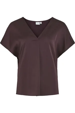 VILA Viellette v-neck s/s satin top no