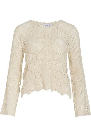 VILA Crochet Shirt Met Lange Mouwen