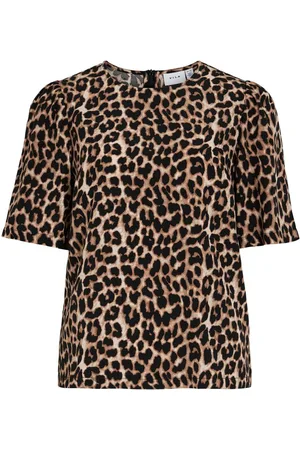 VILA Viliopana Panterprint Top Met Korte Mouwen