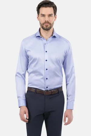 Wam Denim Lance Solid Light Blue Overhemd Lange Mouw -2XL