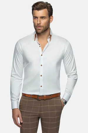 Wam Denim Romney Solid White Overhemd Lange Mouw-2XL