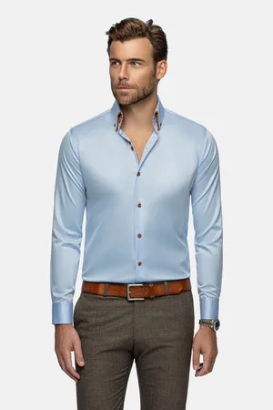 Wam Denim Romney Solid Light Blue Overhemd Lange Mouw-4XL