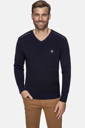Wam Denim Dover Slim Fit V-Neck Navy Truien-2XL