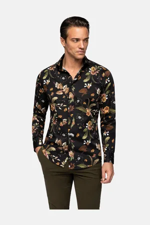 Wam Denim Meru Slim Fit Floral Black Overhemd-3XL