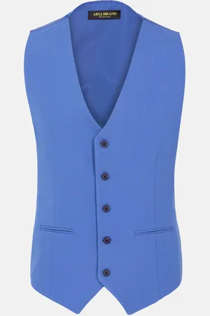 Wam Denim Slim Fit Textured Indigo Gilet-48