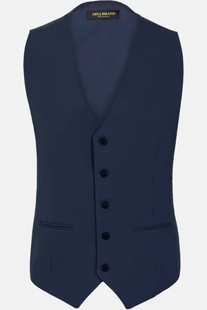 Wam Denim Slim Fit Textured Navy Gilet-50