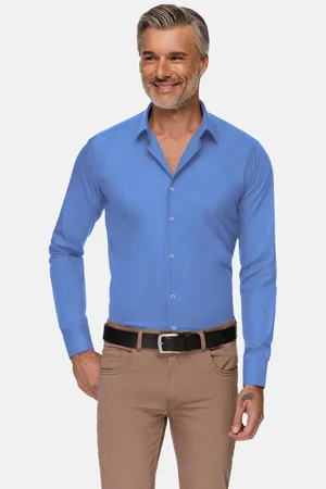 Wam Denim Leira Solid Dark Blue Overhemd Lange Mouw-2XL