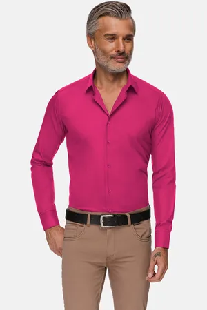 Wam Denim Leira Solid Fuchsia Overhemd Lange Mouw-3XL