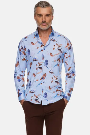 Wam Denim Burano Blue Floral Print Overhemd Lange Mouw-2XL