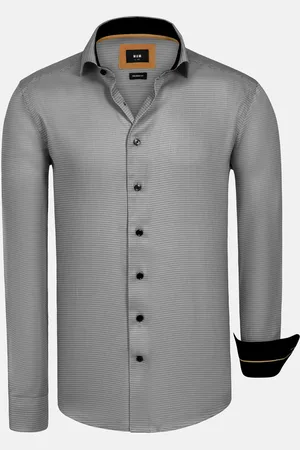 Wam Denim Sky Lake Black Micro Patterned Overhemd Lange Mouw-3XL