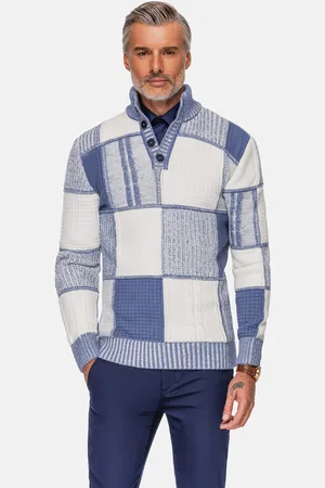 Wam Denim Cambridge Pattern Blue White Truien-2XL