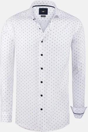 Wam Denim Verdantia Coffee Bean Pattern White Overhemd Lange Mouw-2XL