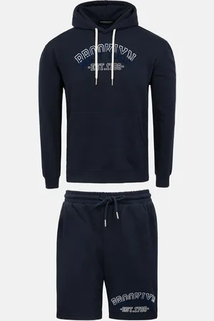 Wam Denim Avery Stretched Navy Hoodie Shorts Set-2XL