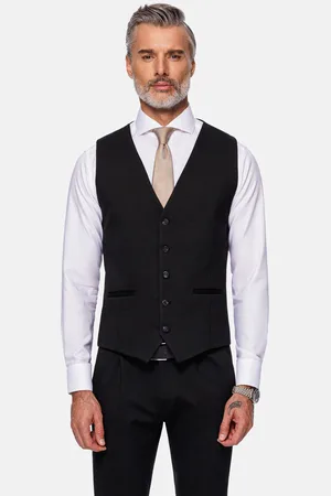 Wam Denim Red Wood Glen Check Slim Fit Dark Red Black Suit Gilet-44