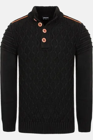 Wam Denim Minerve Knit Pattern Black Truien-2XL