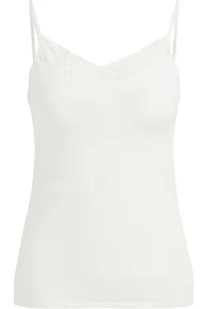 WE Fashion Dames singlet met kant - - Katoen