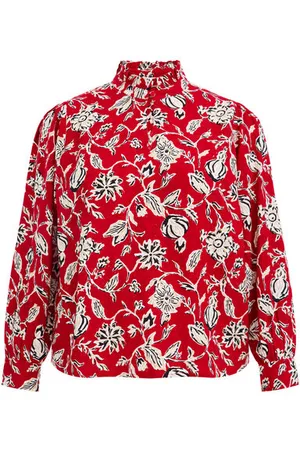 WE Fashion Dames blouse met dessin - Curve - Regular fit - - Viscose - Plus Size