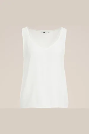 WE Fashion Dames mouweloze top met kant - Regular fit - - Viscose