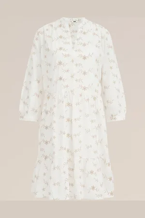 WE Fashion Dames jurk met embroideries - Regular fit - - Katoen