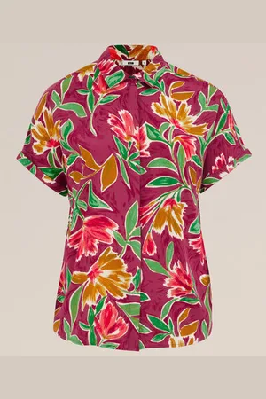 WE Fashion Dames blouse met dessin - Curve - Regular fit - - Viscose - Plus Size